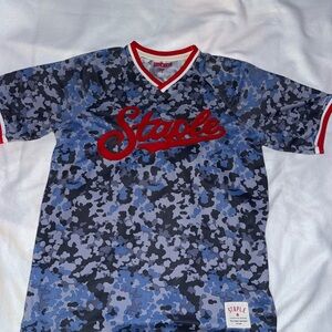 Staple Blue and Black Camo Tee with Red Logo